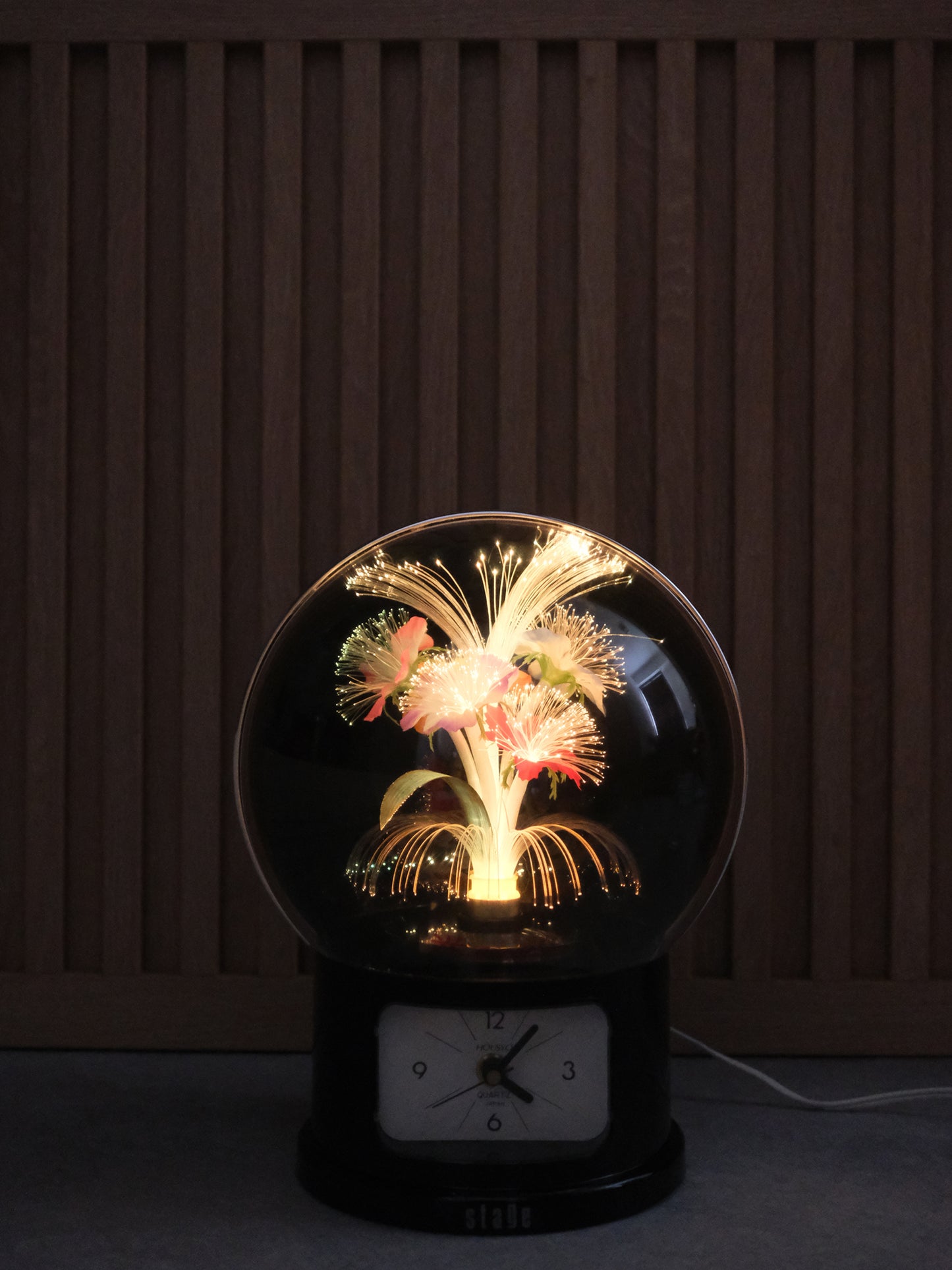 日本制 Housyo 92-562 旋轉發光纖維花燈 石英鐘 時鐘 Fiber Light Quartz Clock