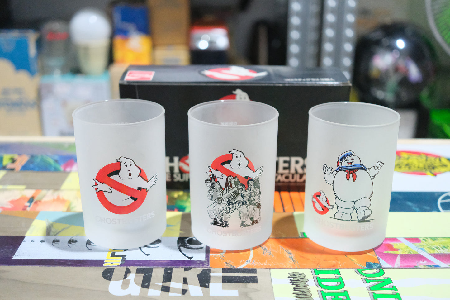 全新品 1984 可口可樂 Ghostbusters 捉鬼敢死隊 電影插圖 玻璃水杯 冰杯 三個套裝