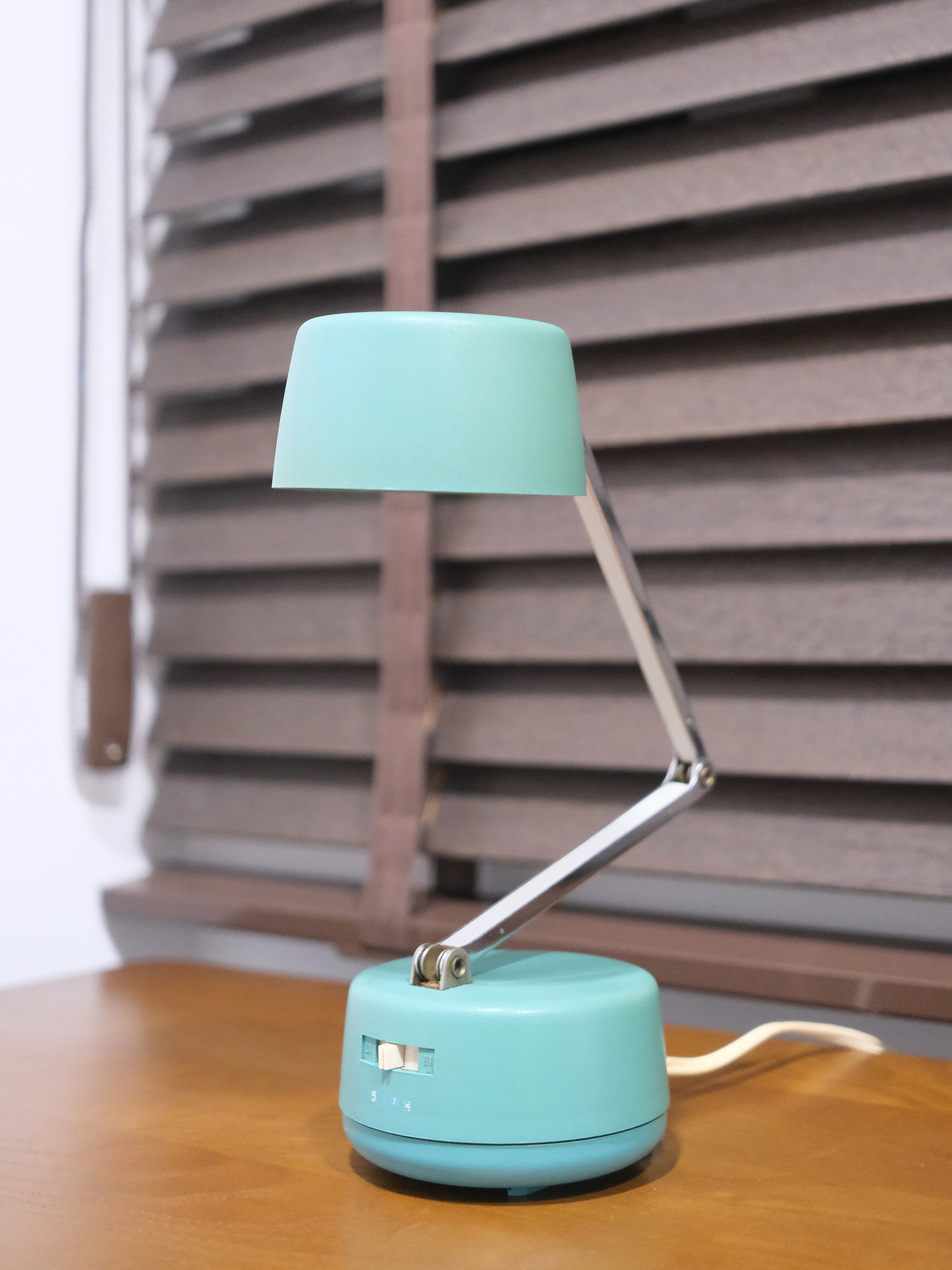 日本制 70's 南部工業 NA-414 三段折疊 湖水藍 擡燈 Table Lamp Light