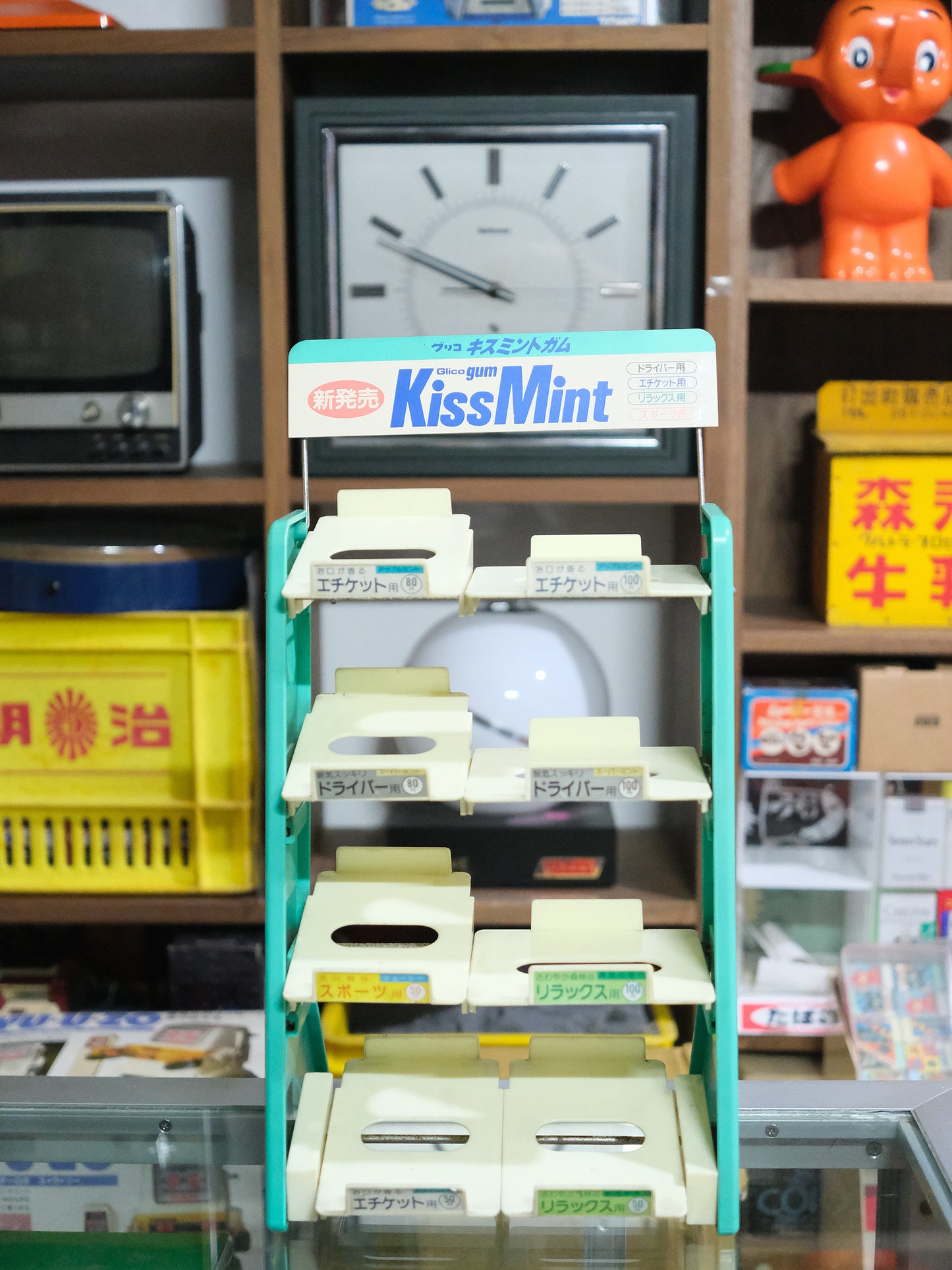 日本 Glico Gum Kiss Mint 香口膠 塑膠製 店鋪用 陳列架 Display Case