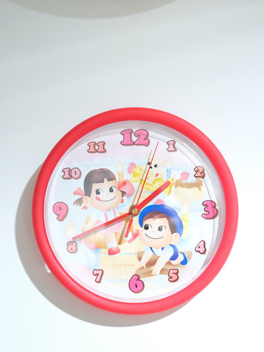 全新品 不二家 Peko & Poko 牛奶妹 掛牆 石英鐘 掛鐘 Quartz Clock