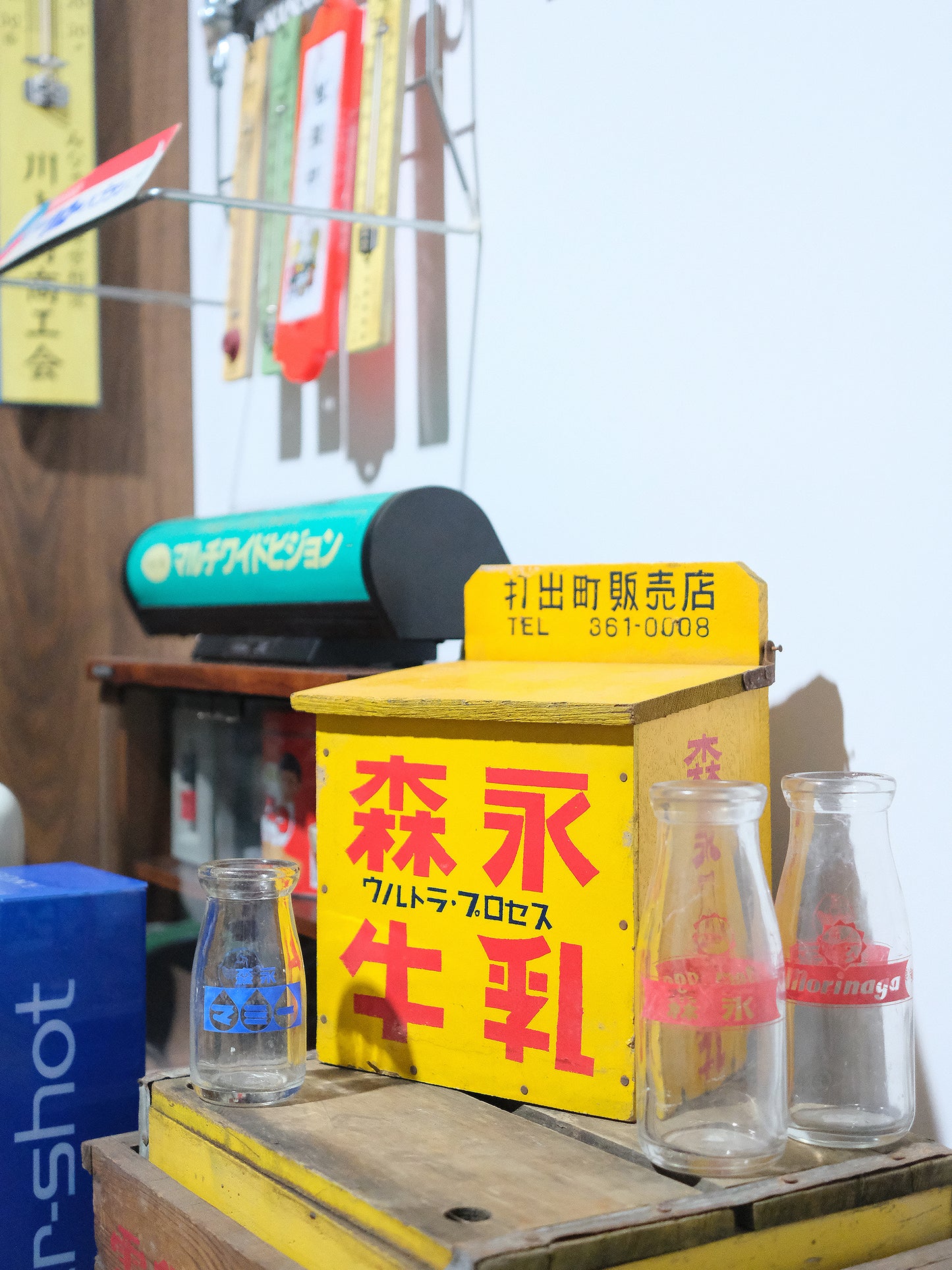 日本制 昭和 森永牛乳 Morinaga 黃色 木製 牛奶箱 宅配箱 Milk Box