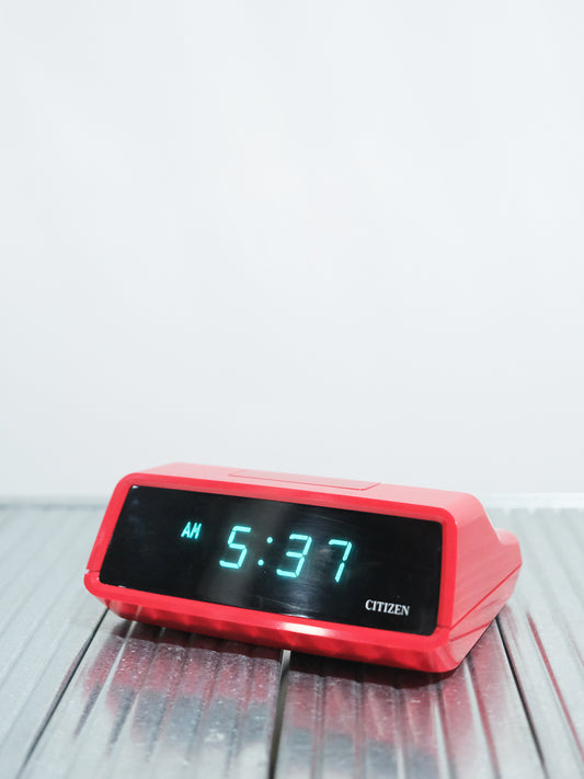 日本制 昭和 Citizen 星辰 5RD605 Digital Alarm Clock 紅色 電子 鬧鐘 時計