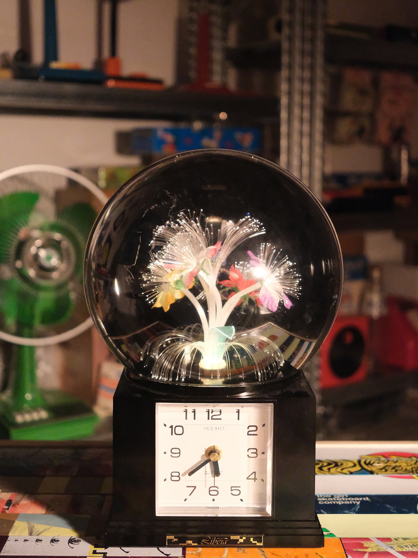 日本 80’s Housyo 旋轉發光纖維花燈 石英鐘 時鐘 Fiber Light Quartz Clock