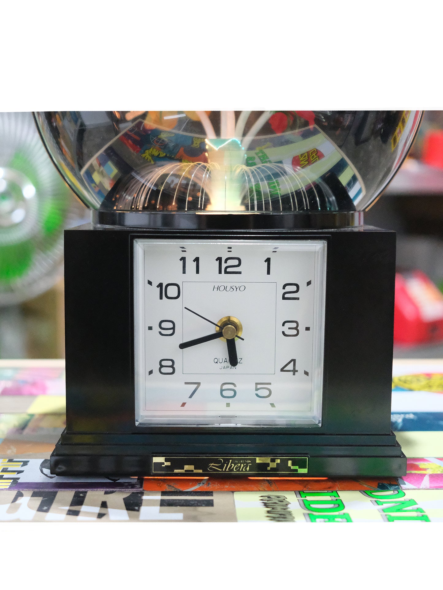 日本 80’s Housyo 旋轉發光纖維花燈 石英鐘 時鐘 Fiber Light Quartz Clock