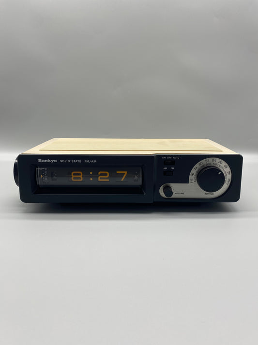 日本制 70s Sankyo SC-707 Solid State FM/AM Radio Flip Clock 收音機 翻頁鐘 有盒