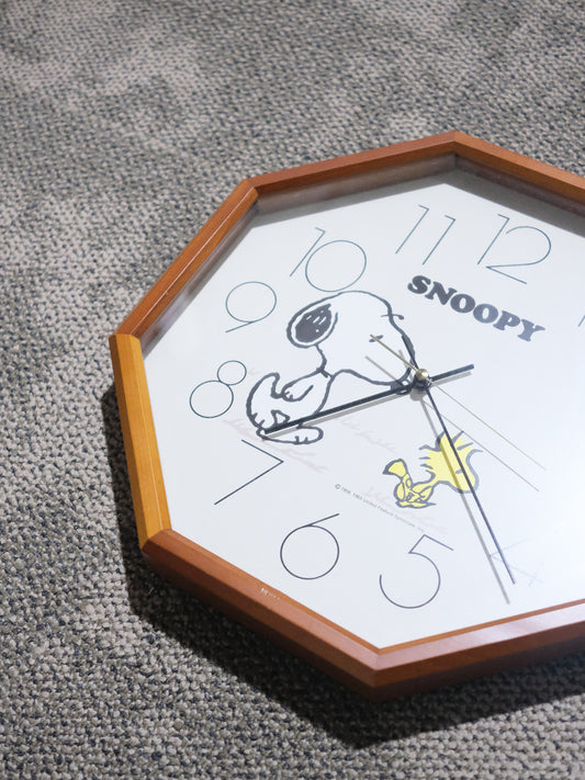 日本制 Citizen Snoopy Quartz 大Size 38 cm 木框 掛牆 石英鐘 Quartz Clock